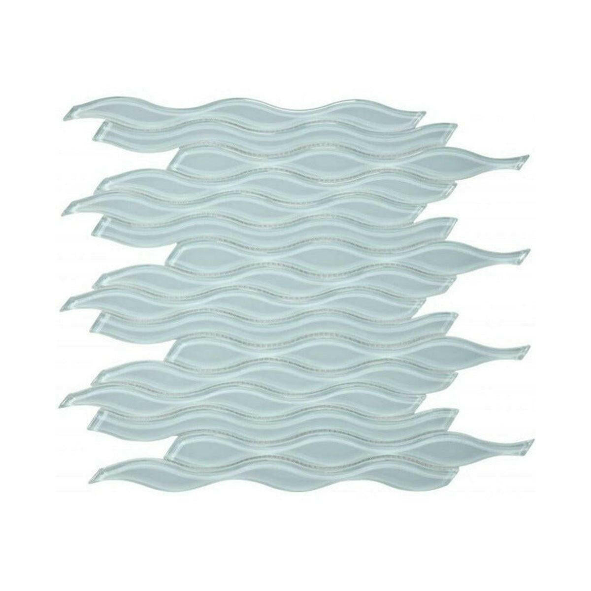 Aqua Turquoise Glossy Wave Glass Mosaic Tile - American Tile Depot