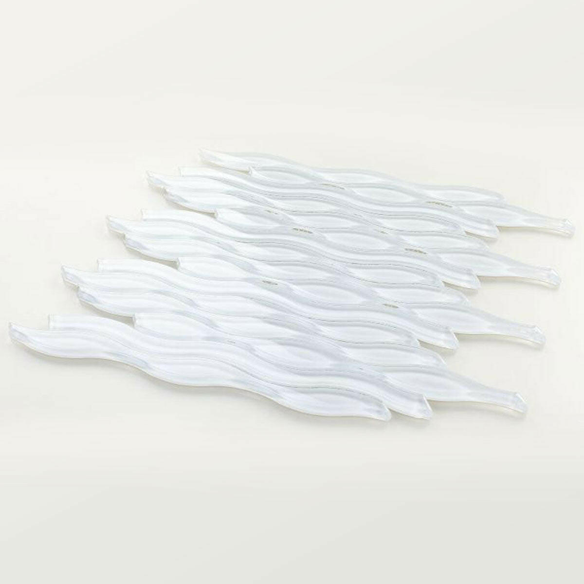 Aqua White Glossy Wave Glass Mosaic Tile Aqua White Glossy Wave Glass Mosaic Tile - American Tile Depot
