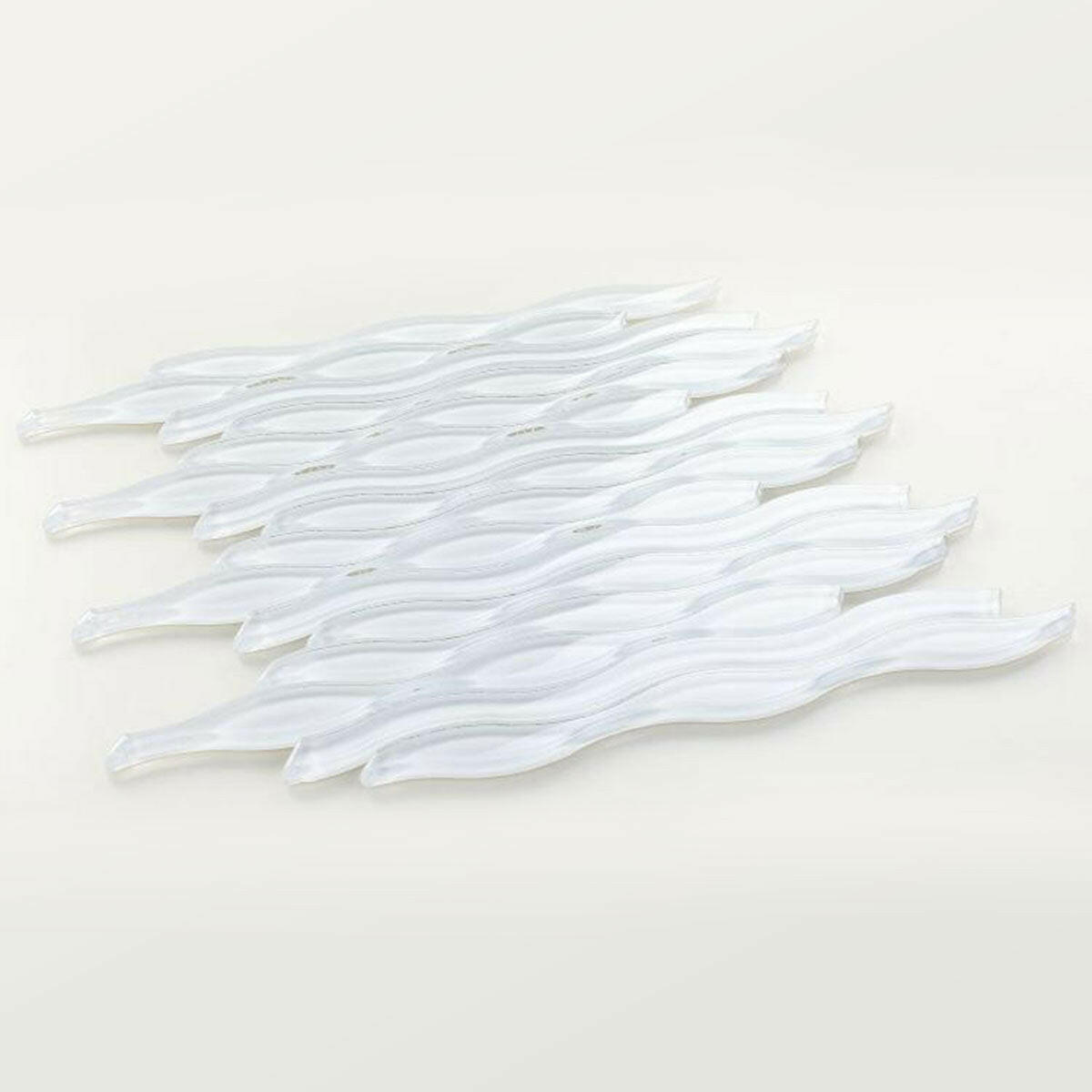 Aqua White Glossy Wave Glass Mosaic Tile Aqua White Glossy Wave Glass Mosaic Tile - American Tile Depot