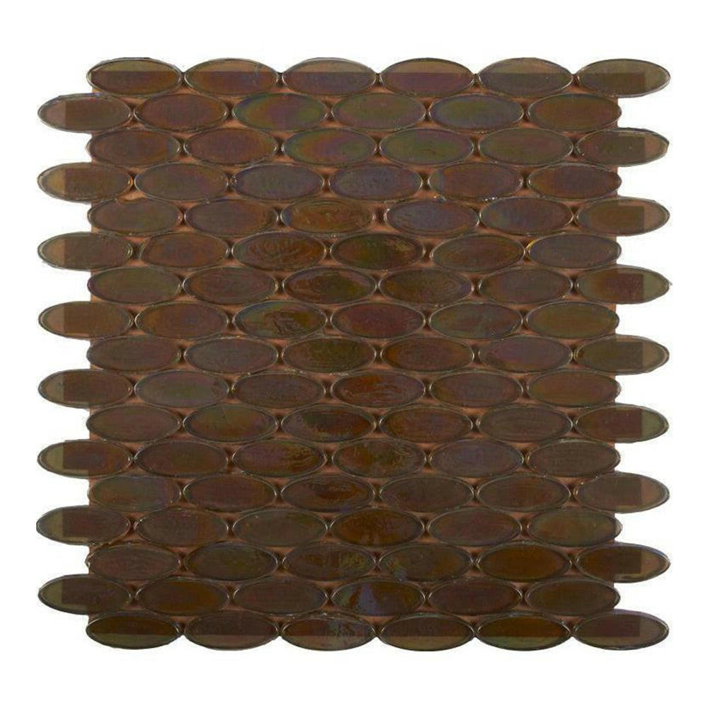 Aquarius Taupe Circular Glass Mosaic Tile