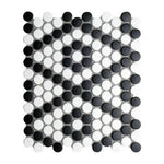 Array Black & White Porcelain Matte Penny Round Mosaic Tile Array Black & White Porcelain Matte Penny Round Mosaic Tile - American Tile Depot