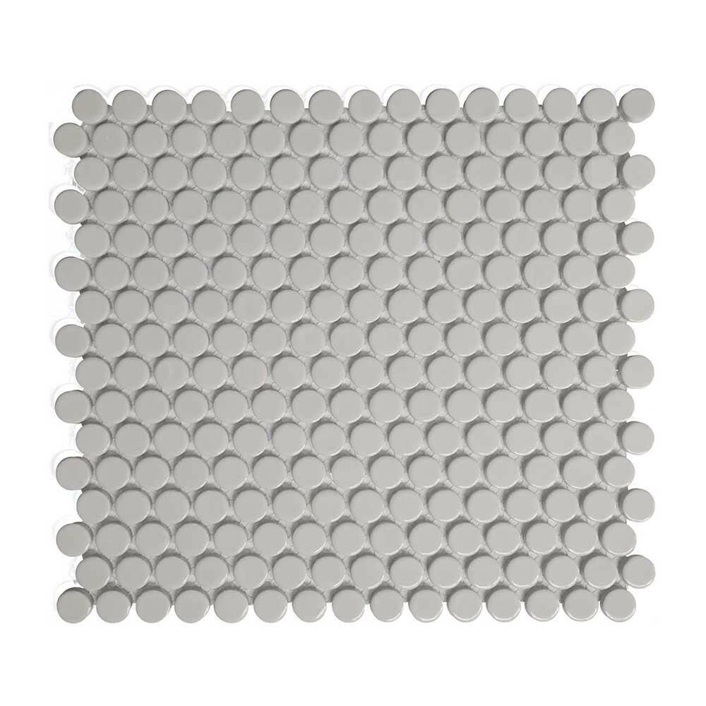 Array Gray Porcelain Matte Penny Round Mosaic Tile Array Gray Porcelain Matte Penny Round Mosaic Tile - American Tile Depot