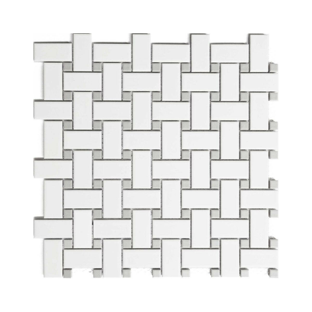 Array White & Gray Porcelain Matte Basketweave Mosaic Tile Array White & Gray Porcelain Matte Basketweave Mosaic Tile - American Tile Depot