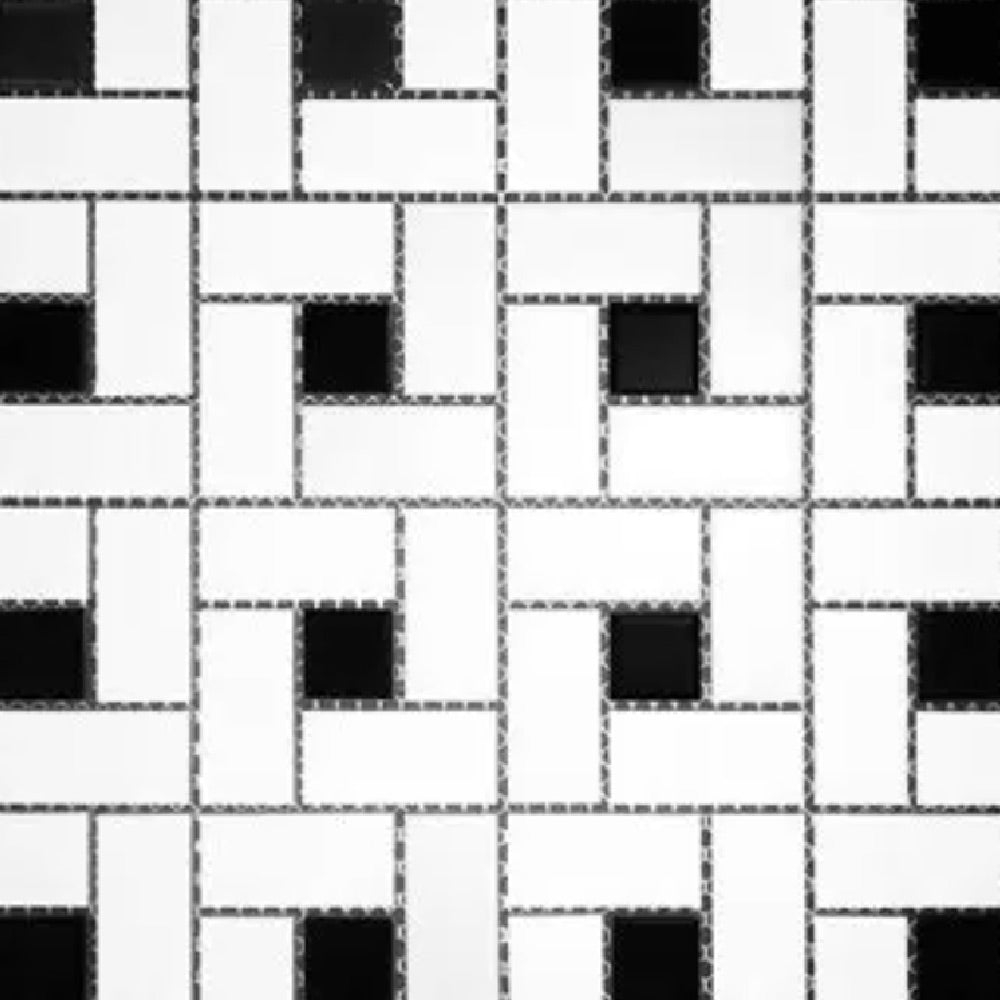 Arrays White & Black Matte Pinwheel Porcelain Mosaic Tile