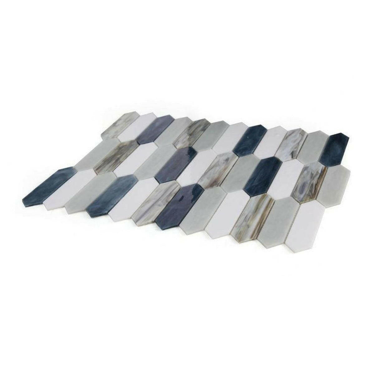 Arrow Beach Elongated Hexagon Glass Mosaic Tile Arrow Beach Elongated Hexagon Glass Mosaic Tile - American Tile Depot