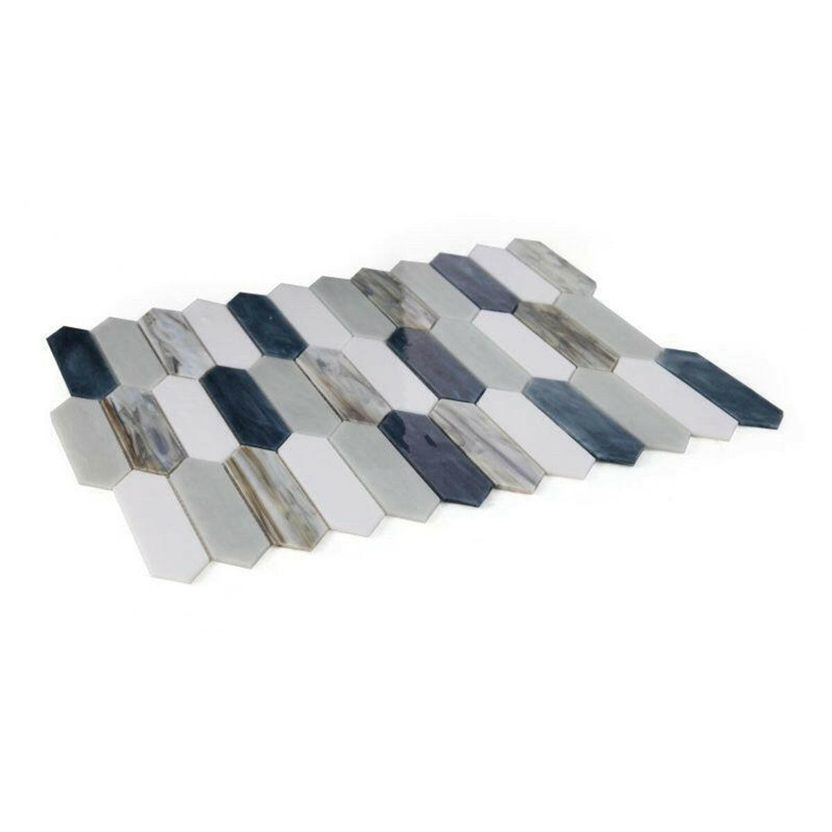 Arrow Beach Elongated Hexagon Glass Mosaic Tile Arrow Beach Elongated Hexagon Glass Mosaic Tile - American Tile Depot