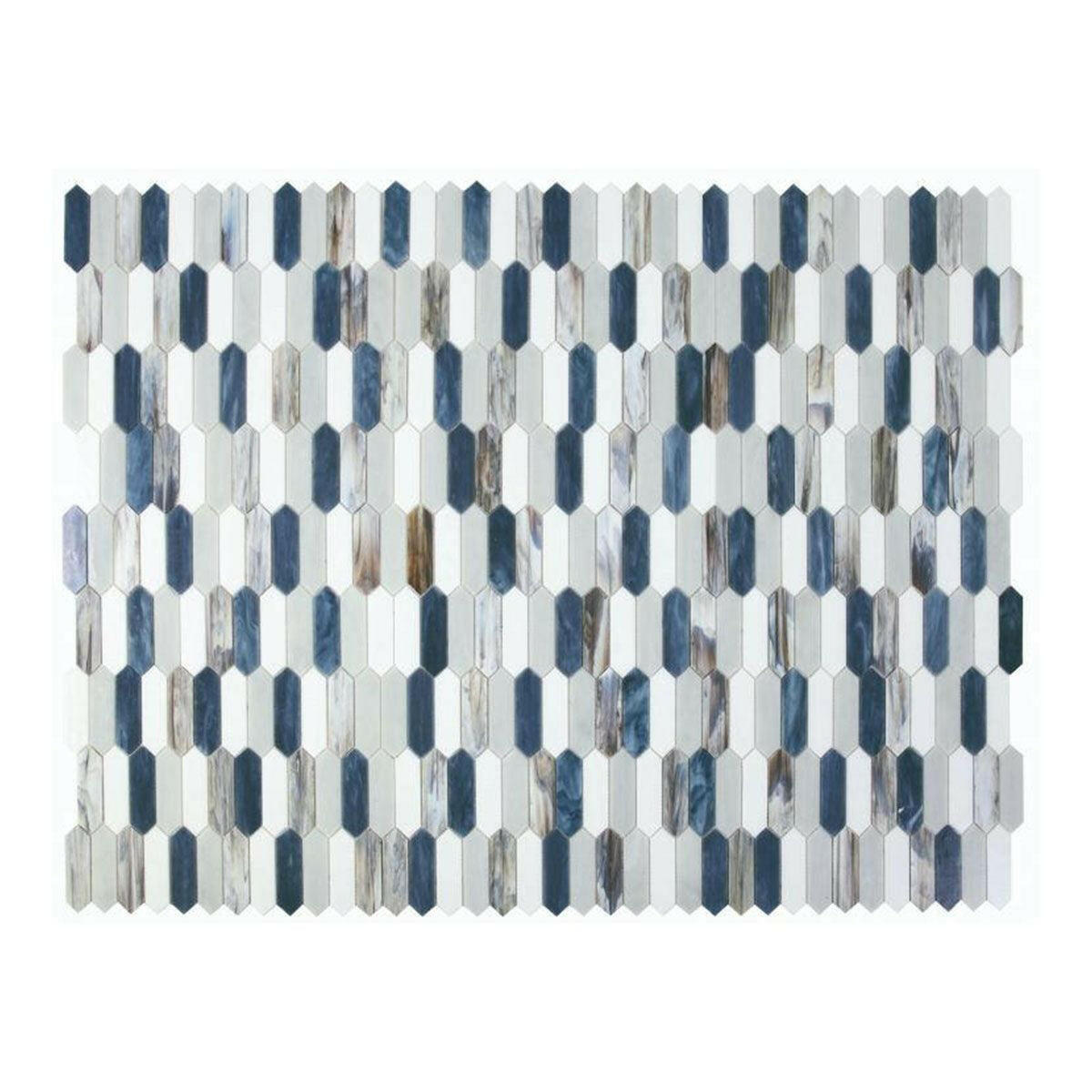 Arrow Beach Elongated Hexagon Glass Mosaic Tile Arrow Beach Elongated Hexagon Glass Mosaic Tile - American Tile Depot