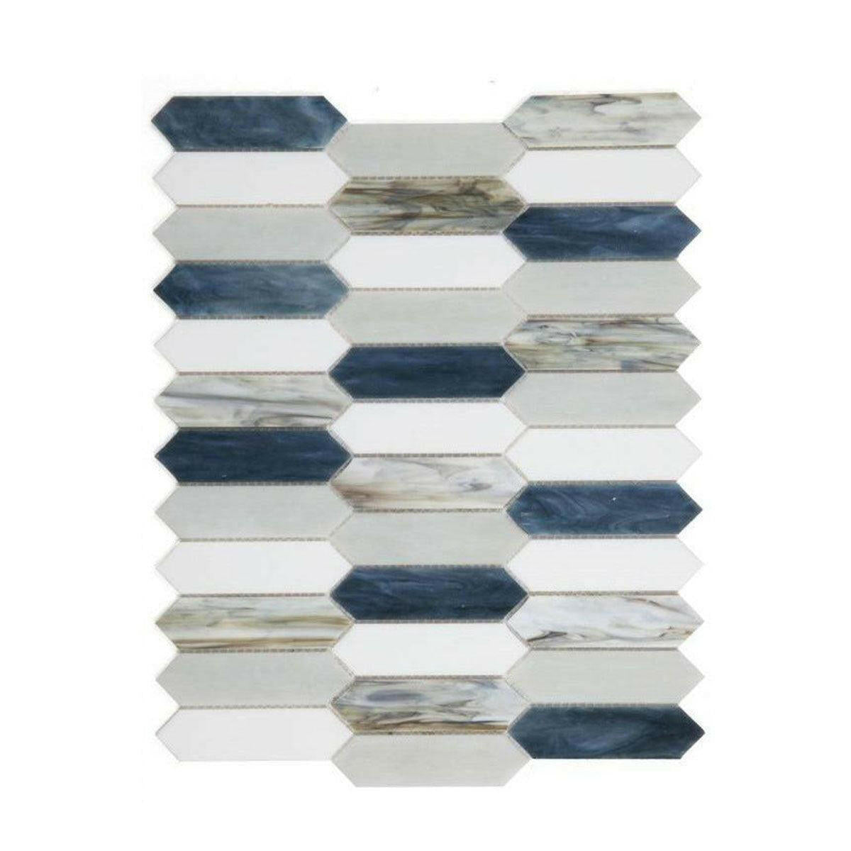 Arrow Beach Elongated Hexagon Glass Mosaic Tile Arrow Beach Elongated Hexagon Glass Mosaic Tile - American Tile Depot