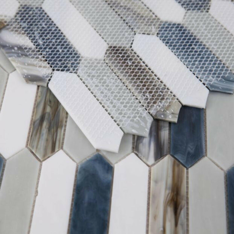 Arrow Beach Elongated Hexagon Glass Mosaic Tile-Glass Mosaic-American Tile Depot