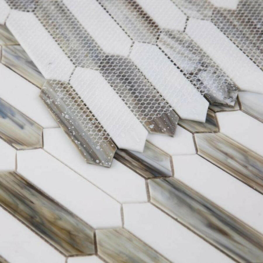 Arrow Dawn Elongated Hexagon Glass Mosaic Tile Arrow Dawn Elongated Hexagon Glass Mosaic Tile - American Tile Depot