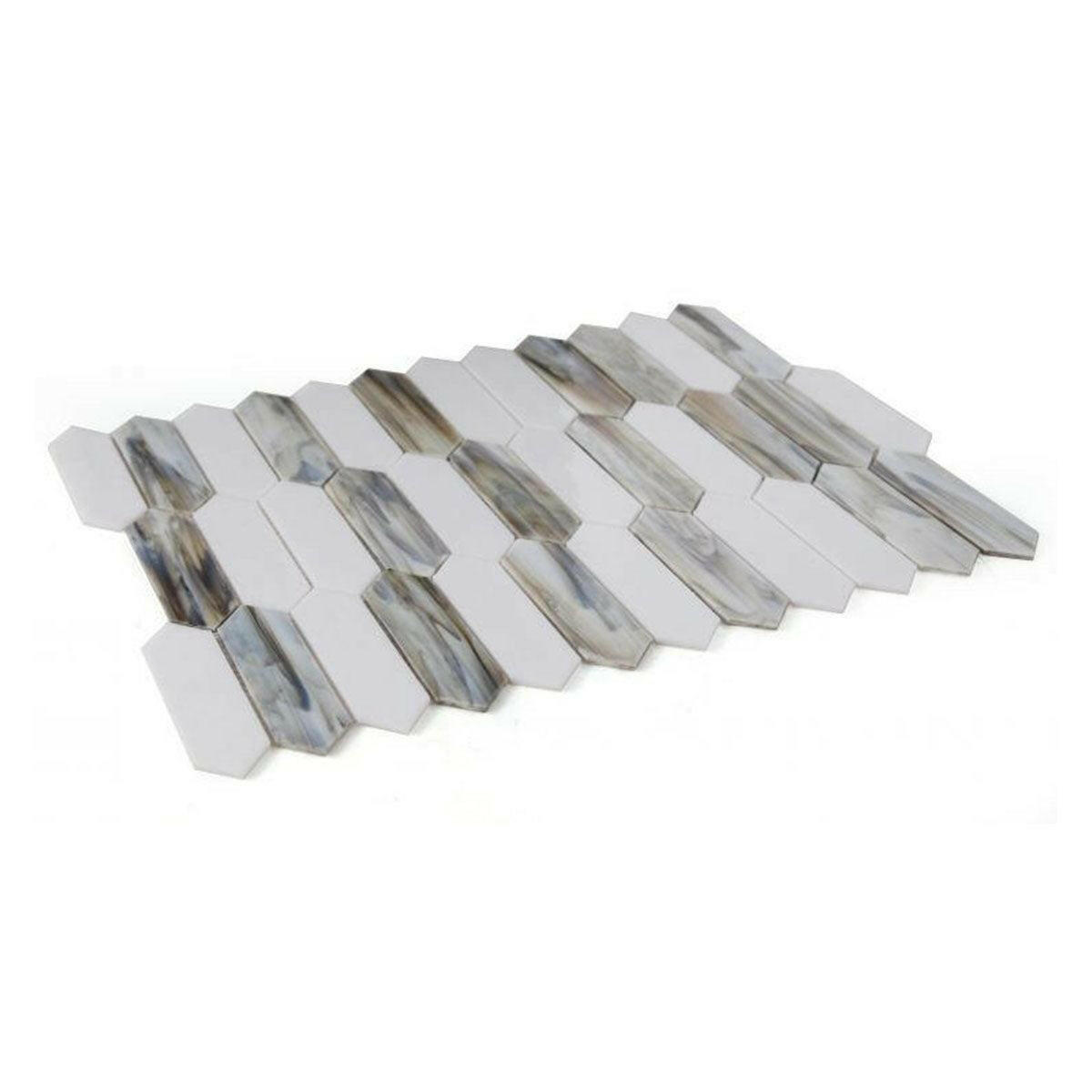 Arrow Dawn Elongated Hexagon Glass Mosaic Tile Arrow Dawn Elongated Hexagon Glass Mosaic Tile - American Tile Depot