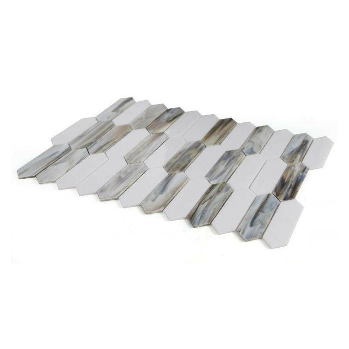 Arrow Dawn Elongated Hexagon Glass Mosaic Tile Arrow Dawn Elongated Hexagon Glass Mosaic Tile - American Tile Depot