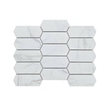 Arrow Picket Statuario Matte Elongated Hexagon Porcelain Mosaic Tile Arrow Picket Statuario Matte Elongated Hexagon Porcelain Mosaic Tile - American Tile Depot