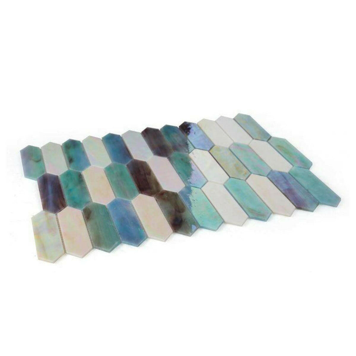 Arrow Sky Elongated Hexagon Glass Mosaic Tile Arrow Sky Elongated Hexagon Glass Mosaic Tile - American Tile Depot