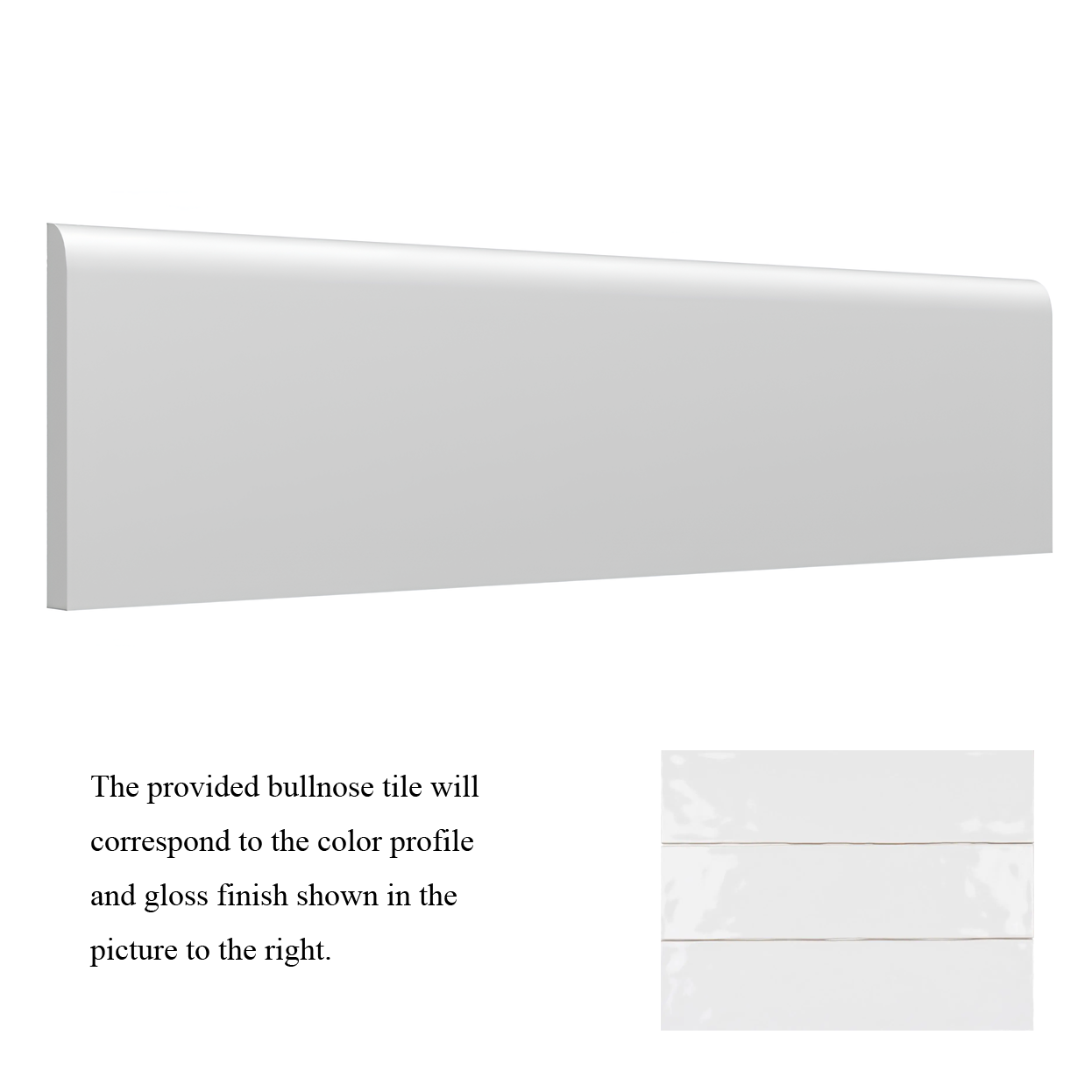 3x12 Crafta White Ice Glossy Solid Color Ceramic Bullnose Tile 3x12 Crafta White Ice Glossy Solid Color Ceramic Bullnose Tile - American Tile Depot