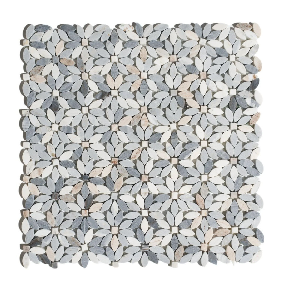 Aster Wild Blue Flower Marble Mosaic Tile - American Tile Depot