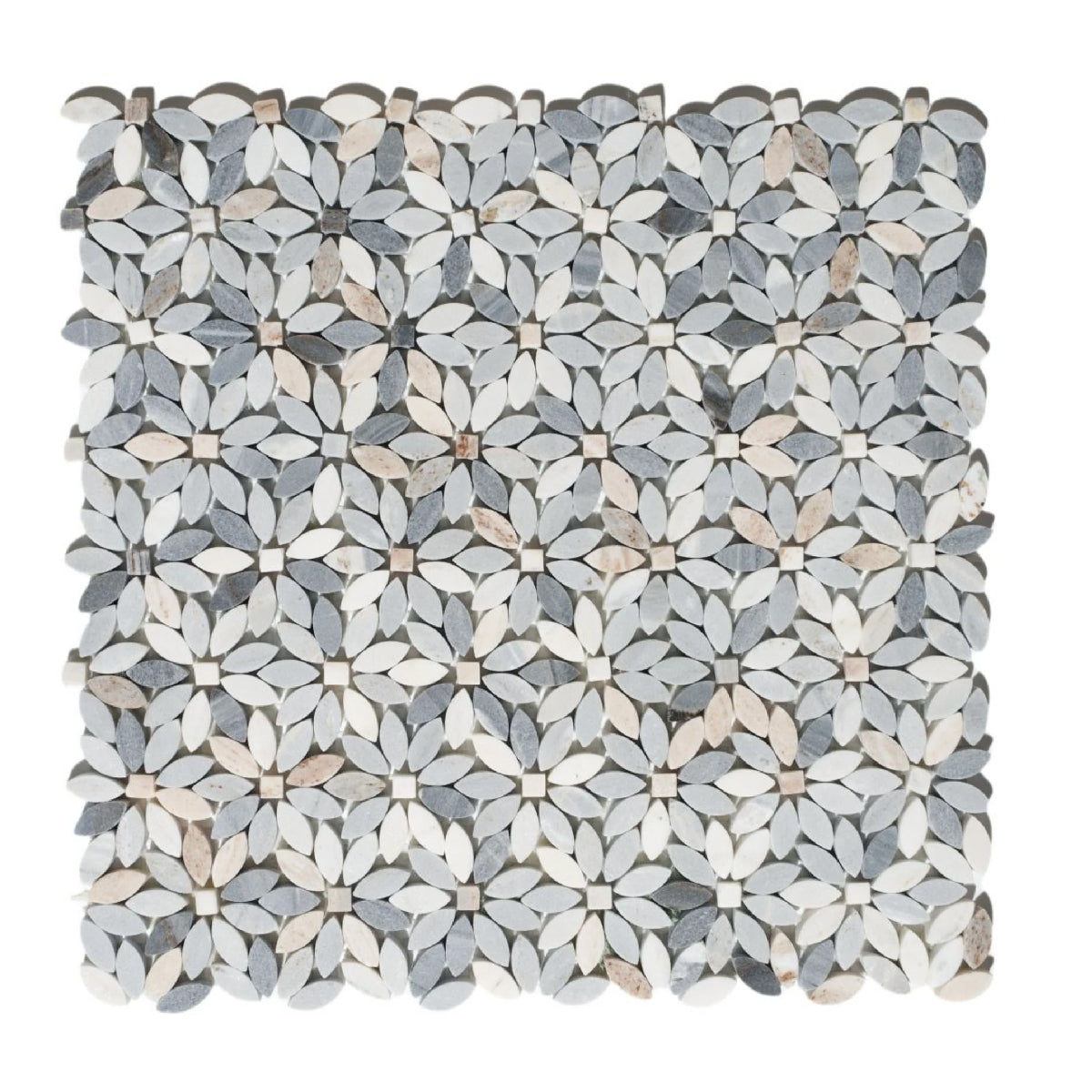 Aster Wild Blue Flower Marble Mosaic Tile - American Tile Depot