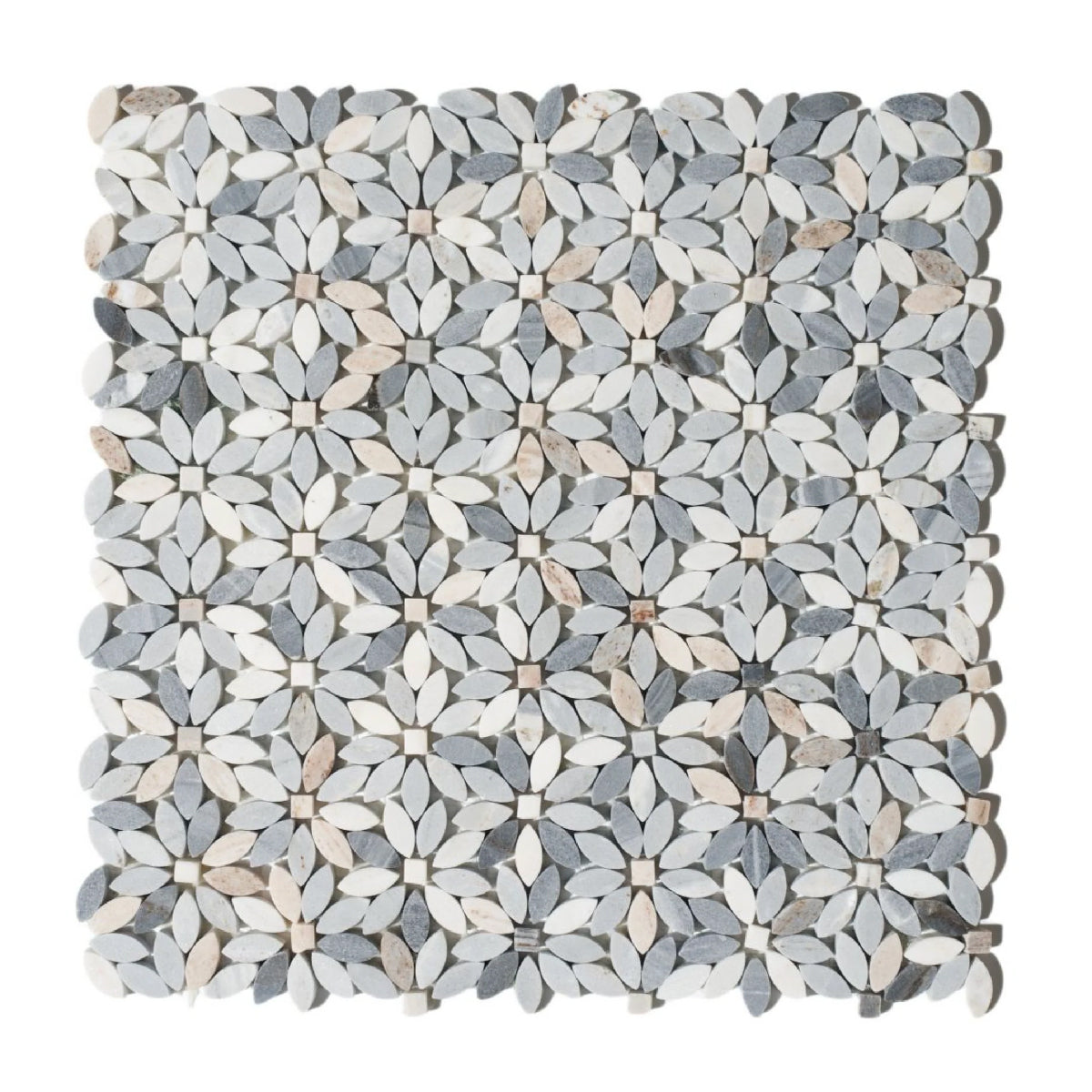 Aster Wild Blue Flower Marble Mosaic Tile - American Tile Depot