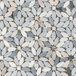 Aster Wild Blue Flower Marble Mosaic Tile - American Tile Depot