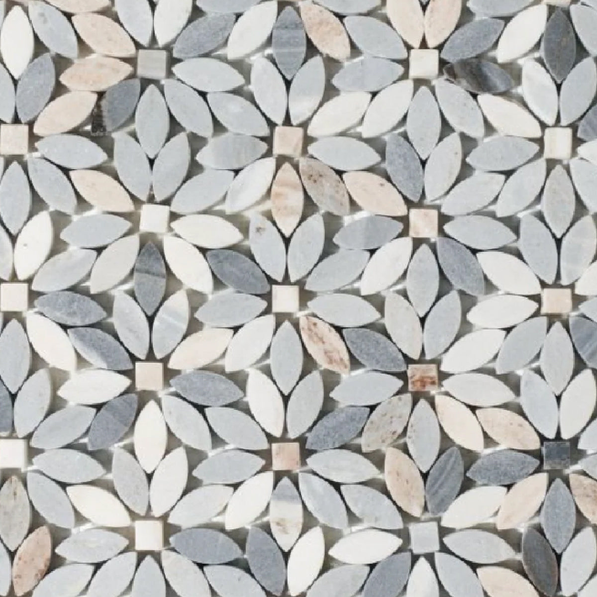 Aster Wild Blue Flower Marble Mosaic Tile - American Tile Depot