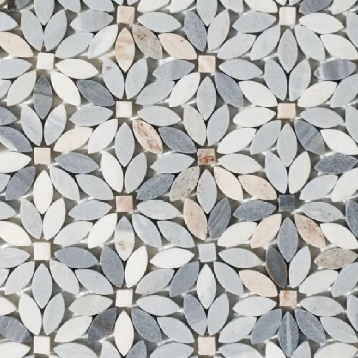 Aster Wild Blue Flower Marble Mosaic Tile - American Tile Depot