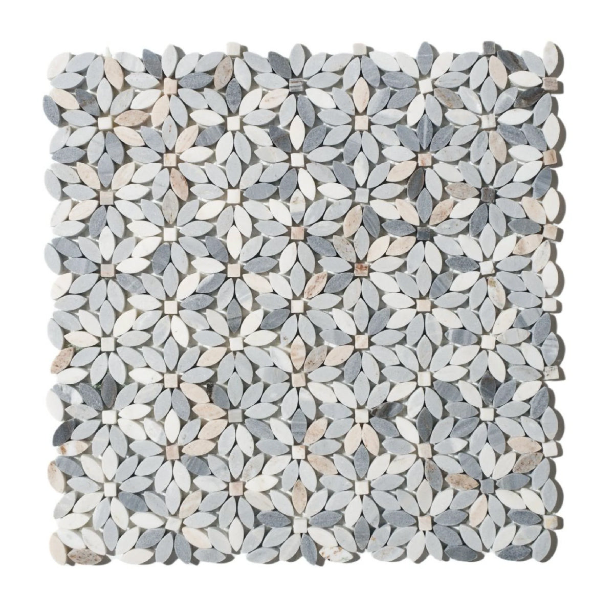 Aster Wild Blue Flower Marble Mosaic Tile - American Tile Depot