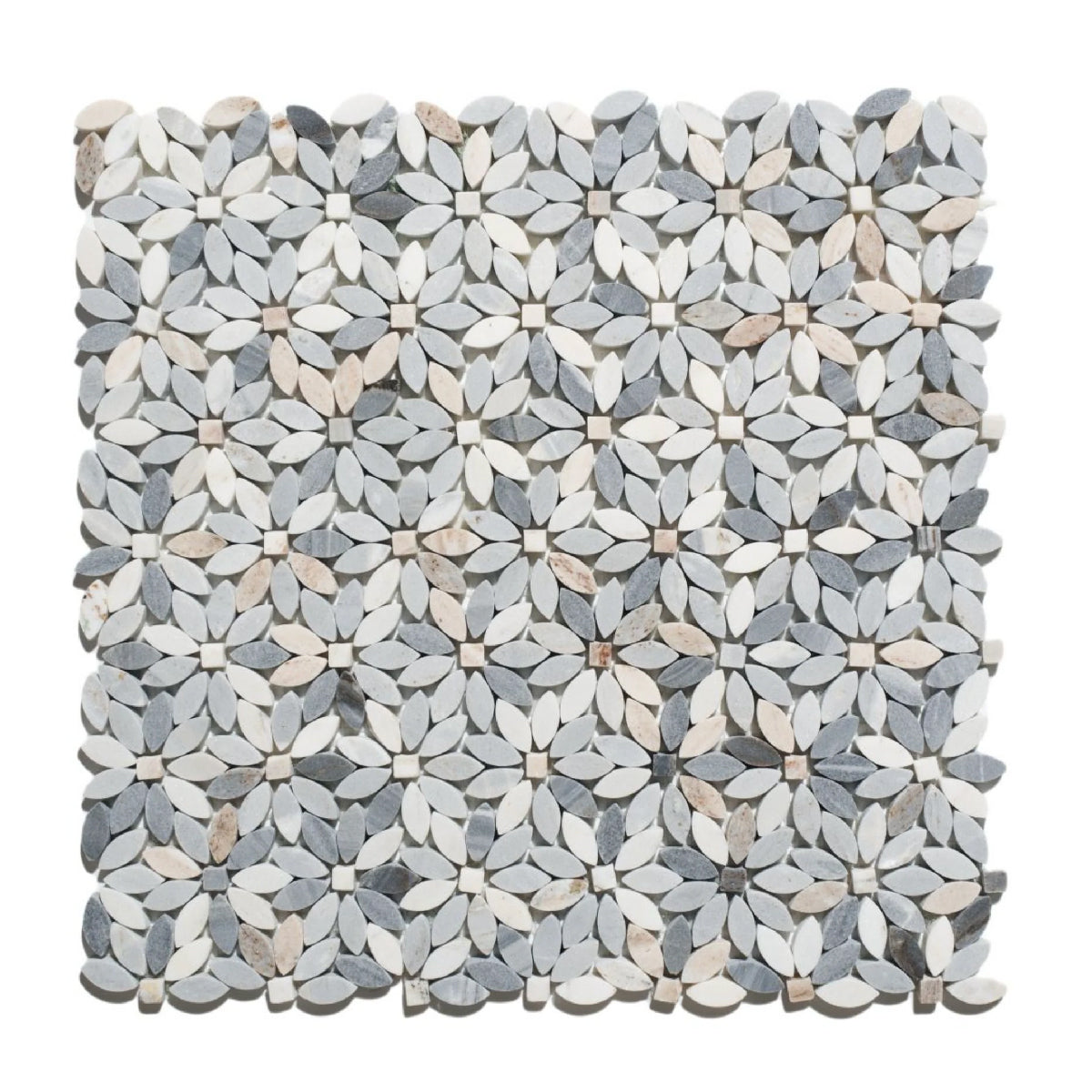 Aster Wild Blue Flower Marble Mosaic Tile - American Tile Depot