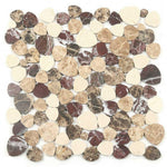 Athena Brigid Burgundy Brown Pebble Marble Mosaic Tile - American Tile Depot