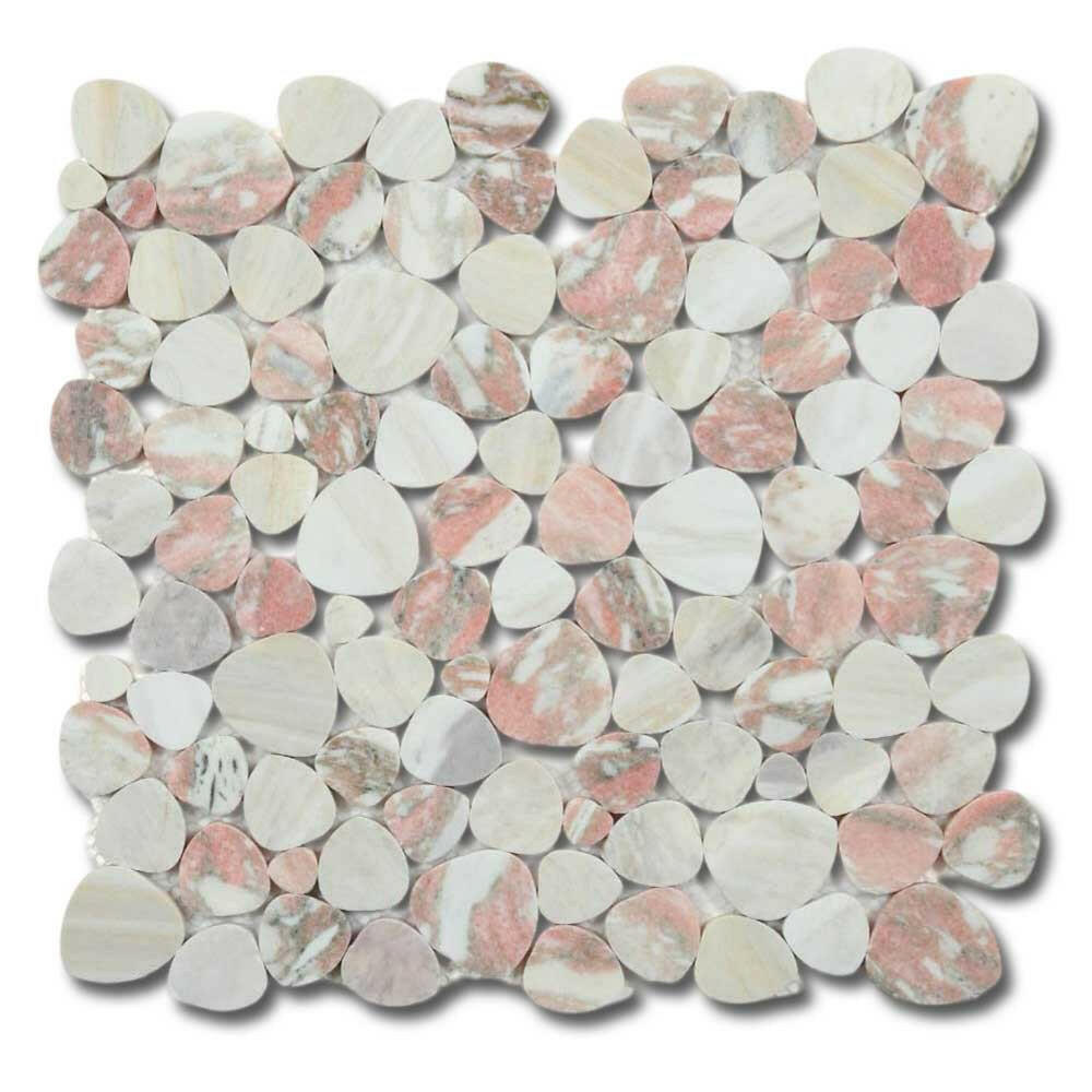 Athena Brigid Soft Rose Pebble Marble Mosaic Tile Athena Brigid Soft Rose Pebble Marble Mosaic Tile - American Tile Depot