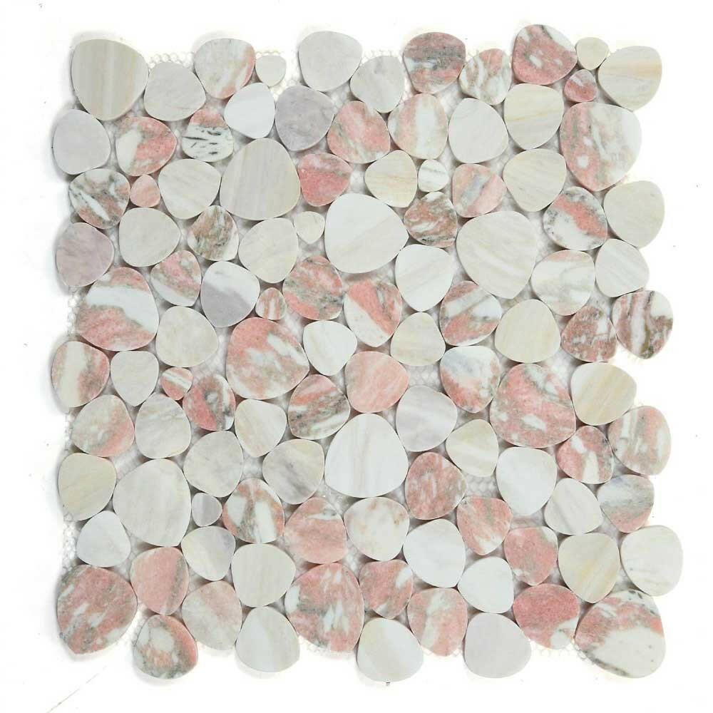 Athena Brigid Soft Rose Pebble Marble Mosaic Tile Athena Brigid Soft Rose Pebble Marble Mosaic Tile - American Tile Depot