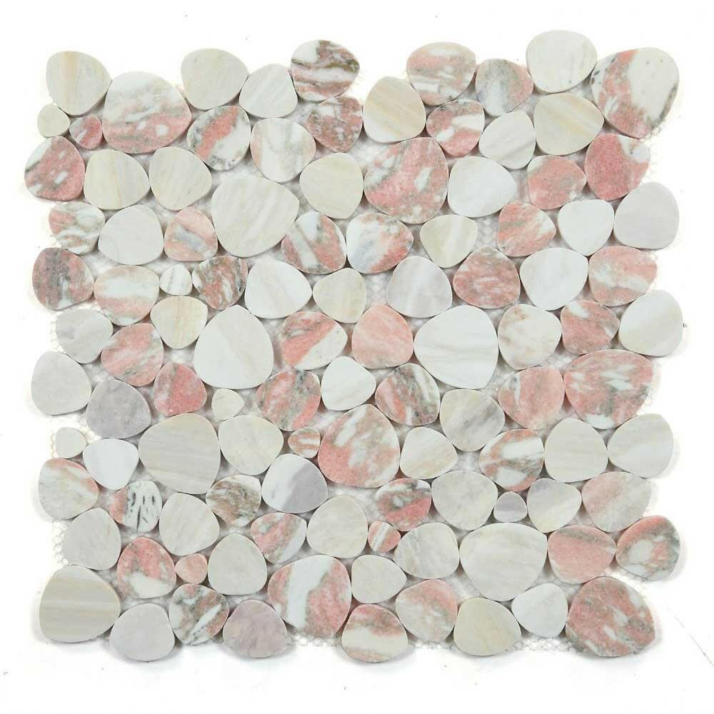 Athena Brigid Soft Rose Pebble Marble Mosaic Tile Athena Brigid Soft Rose Pebble Marble Mosaic Tile - American Tile Depot