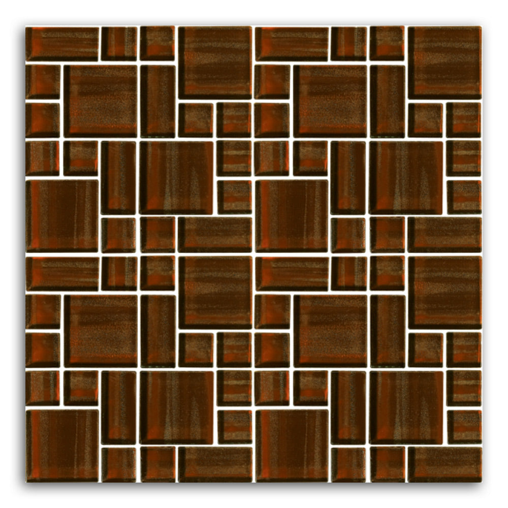 Atlas Brown Square Glass Mosaic Wall Tile