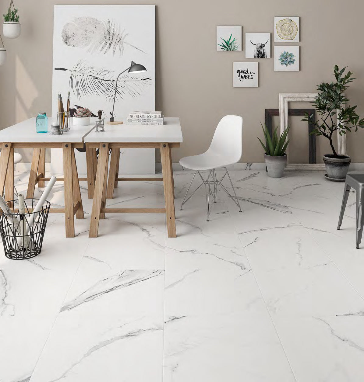 21x21 Boulevard Gray Marble Look Matte Porcelain Tile - American Tile Depot