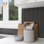 Band Black Matte Linear Porcelain Mosaic Tile Band Black Matte Linear Porcelain Mosaic Tile - American Tile Depot