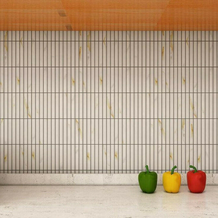 Band Calacatta Matte Linear Porcelain Mosaic Tile Band Calacatta Matte Linear Porcelain Mosaic Tile - American Tile Depot