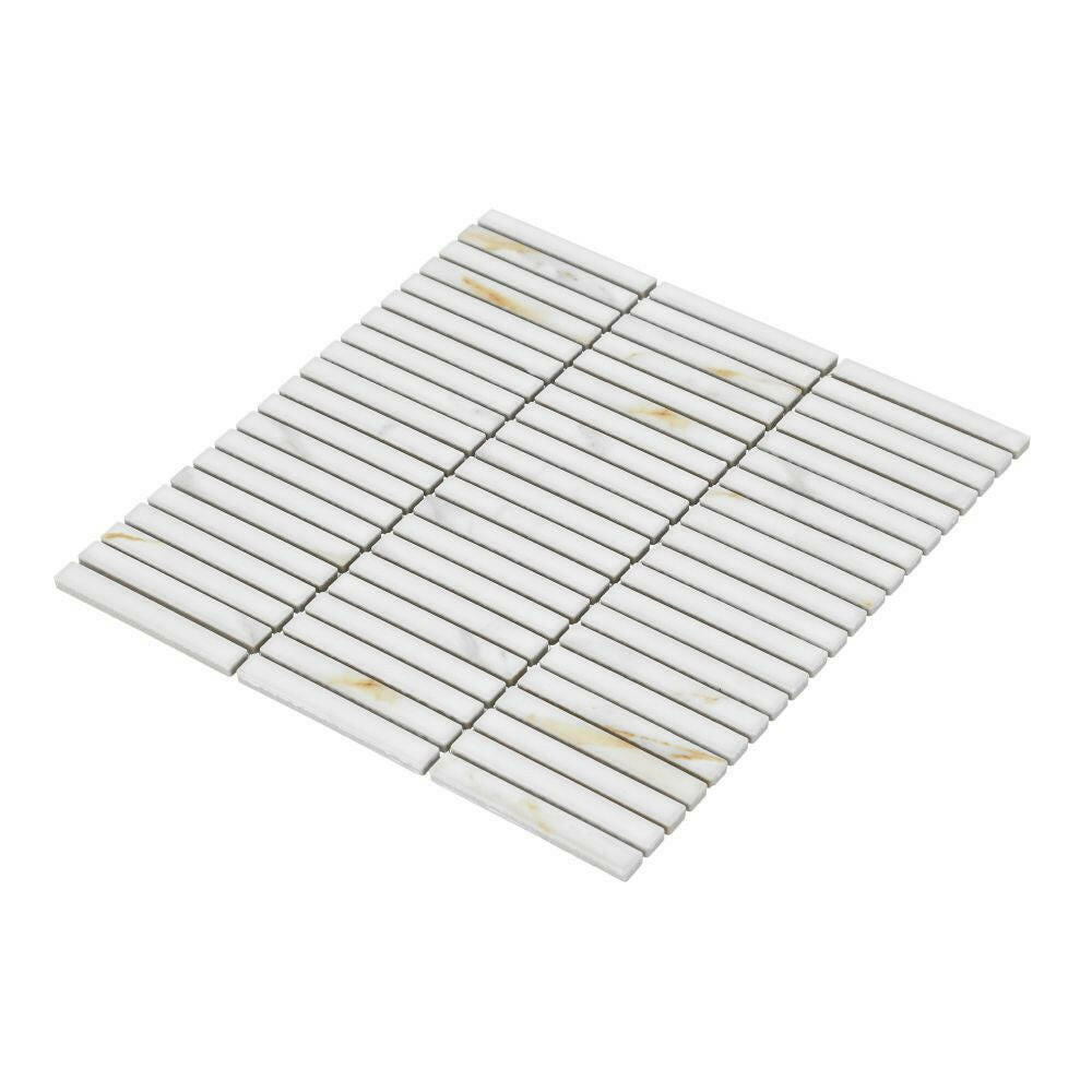 Band Calacatta Matte Linear Porcelain Mosaic Tile Band Calacatta Matte Linear Porcelain Mosaic Tile - American Tile Depot