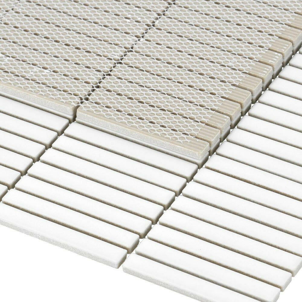 Band Snow Matte Linear Porcelain Mosaic Tile Band Snow Matte Linear Porcelain Mosaic Tile - American Tile Depot