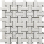 Mineralis Marble Polished Basketweave Stone & Glass Mosaic Tile-American Tile Depot