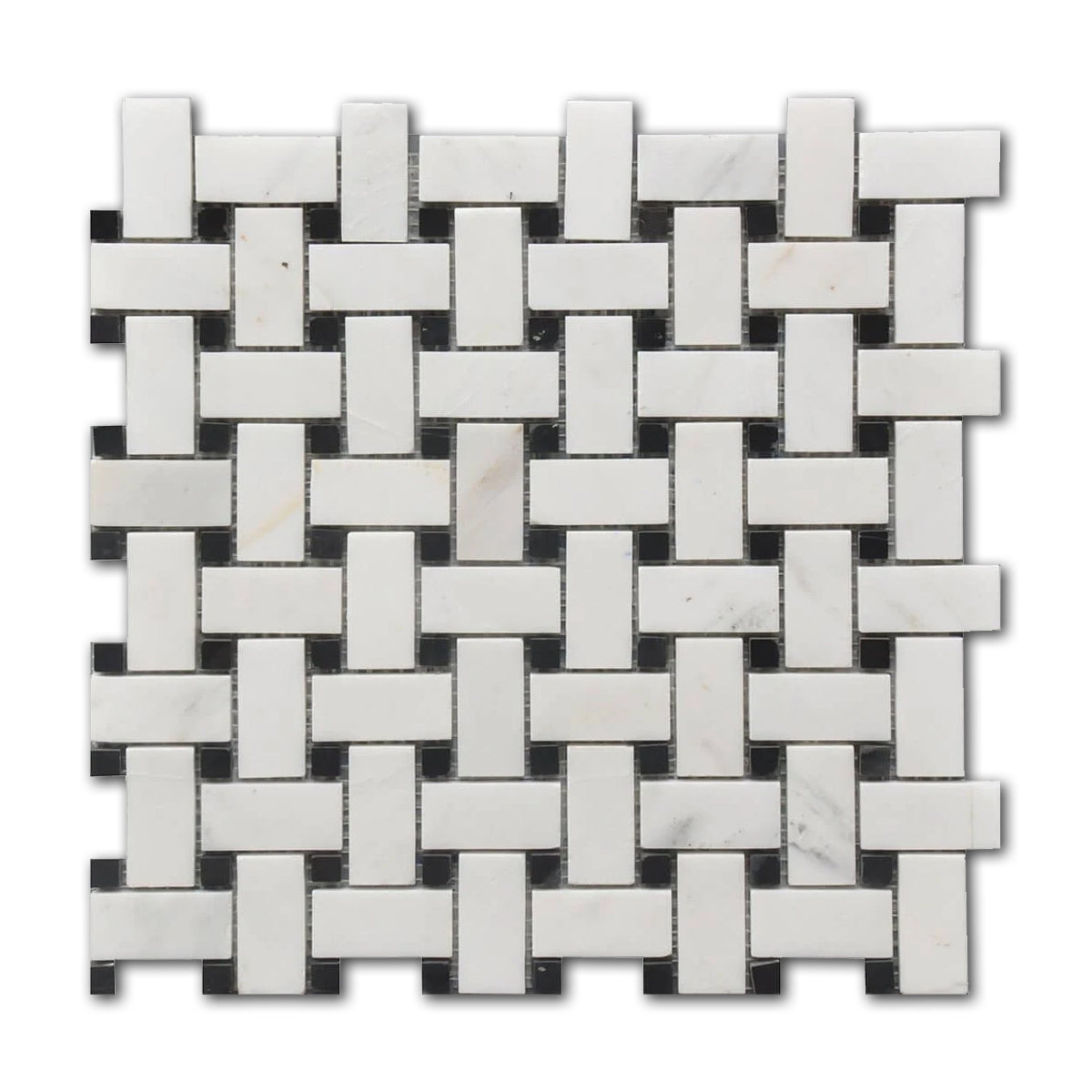 Mineralis Marble Polished B&W Basketweave Mosaic Tile - American Tile Depot