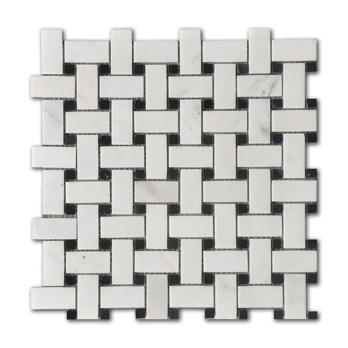 Mineralis Marble Polished B&W Basketweave Mosaic Tile - American Tile Depot