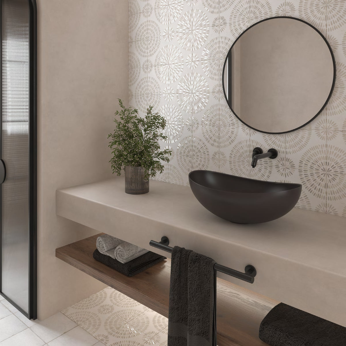 8x8 Nautilus Bayonne Deco Ceramic Tile - American Tile Depot