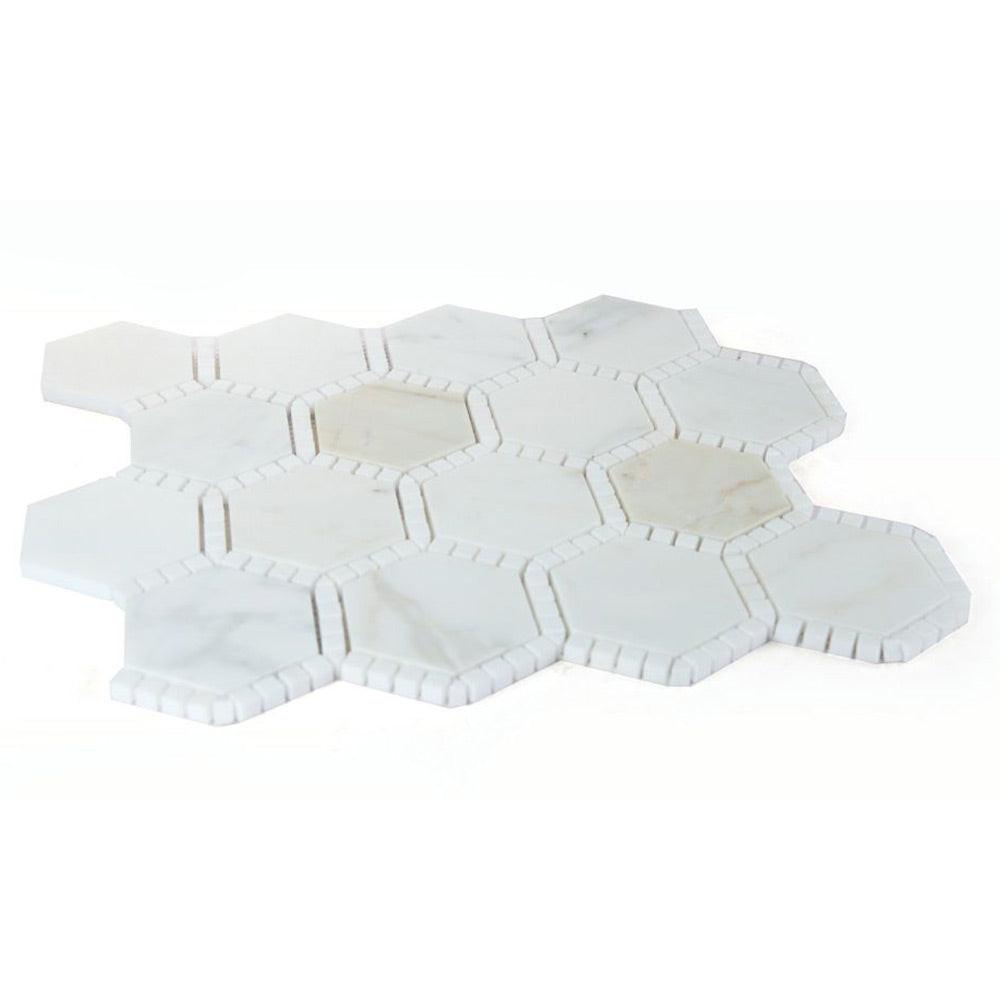 Beehive Deco Calacatta Gold Honed Hexagon Marble Mosaic Tile Beehive Deco Calacatta Gold Honed Hexagon Marble Mosaic Tile - American Tile Depot