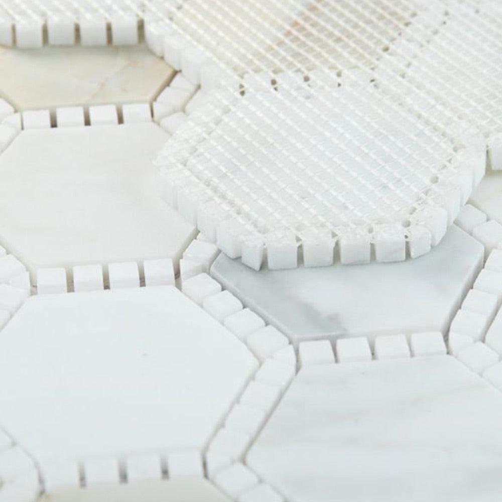Beehive Deco Calacatta Gold Honed Hexagon Marble Mosaic Tile Beehive Deco Calacatta Gold Honed Hexagon Marble Mosaic Tile - American Tile Depot