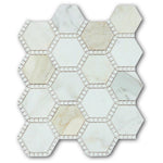 Beehive Deco Calacatta Gold Honed Hexagon Marble Mosaic Tile Beehive Deco Calacatta Gold Honed Hexagon Marble Mosaic Tile - American Tile Depot
