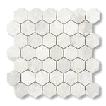 Bianco Congelato Dolomite Leathered 2" Hexagon Mosaic Tile - American Tile Depot