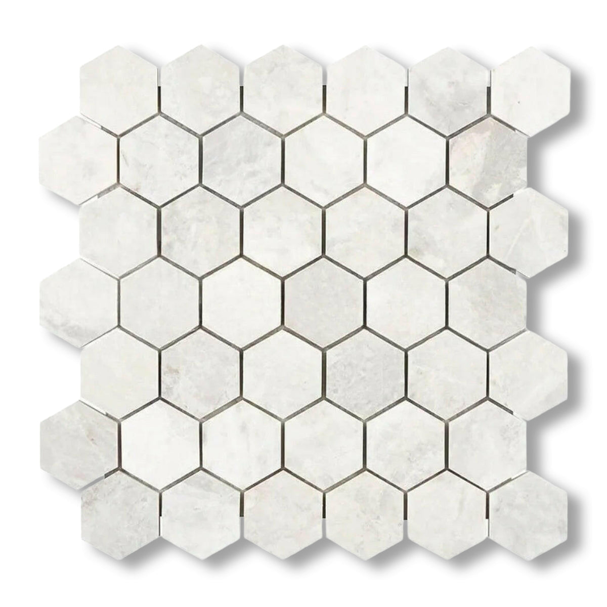 Bianco Congelato Dolomite Leathered 2" Hexagon Mosaic Tile - American Tile Depot