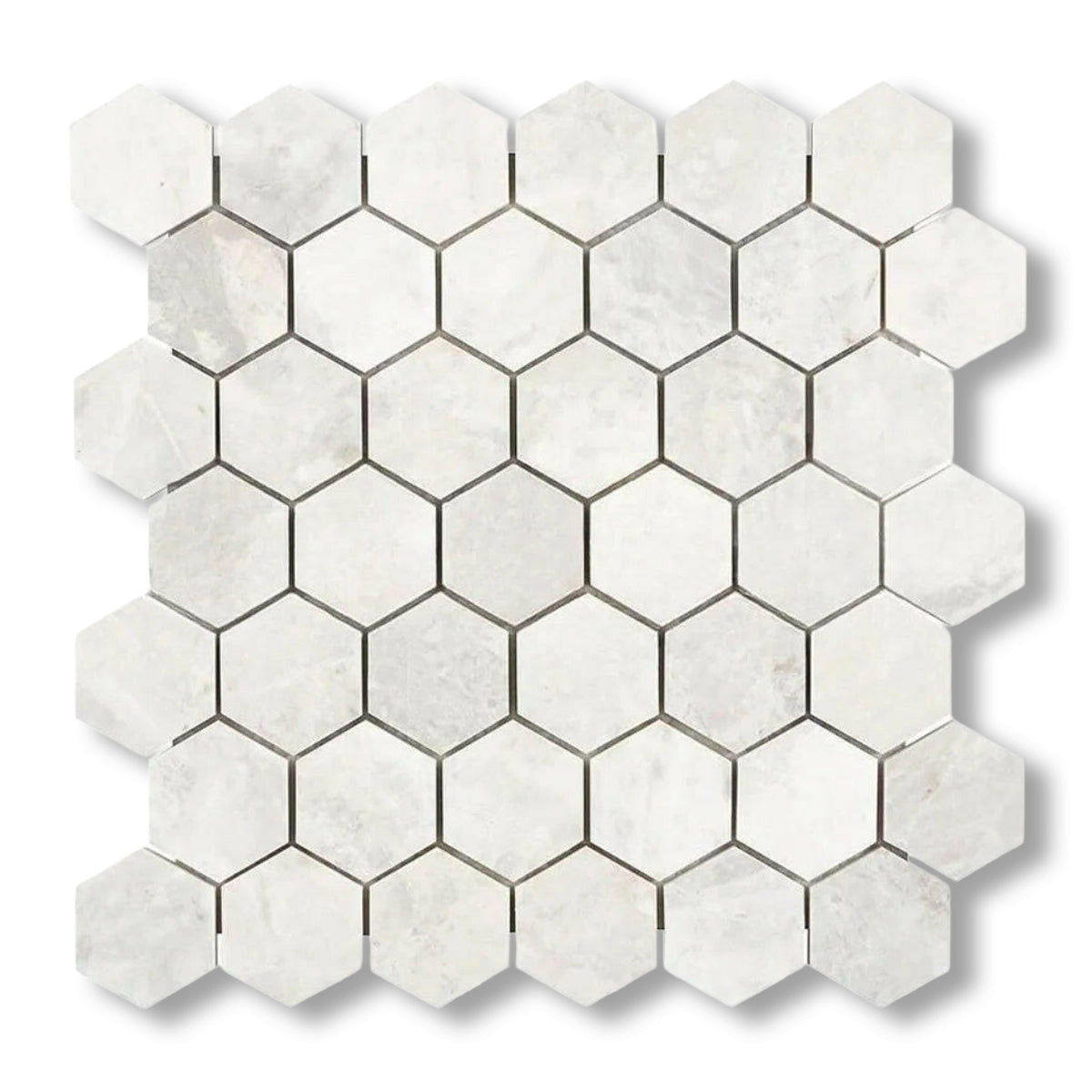 Bianco Congelato Dolomite Leathered 2" Hexagon Mosaic Tile - American Tile Depot