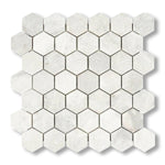 Bianco Congelato Dolomite Leathered 2" Hexagon Mosaic Tile - American Tile Depot