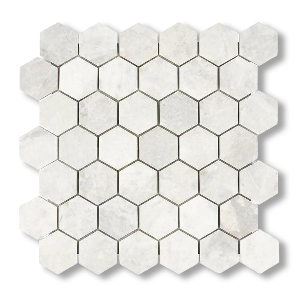 Bianco Congelato Dolomite Leathered 2" Hexagon Mosaic Tile - American Tile Depot