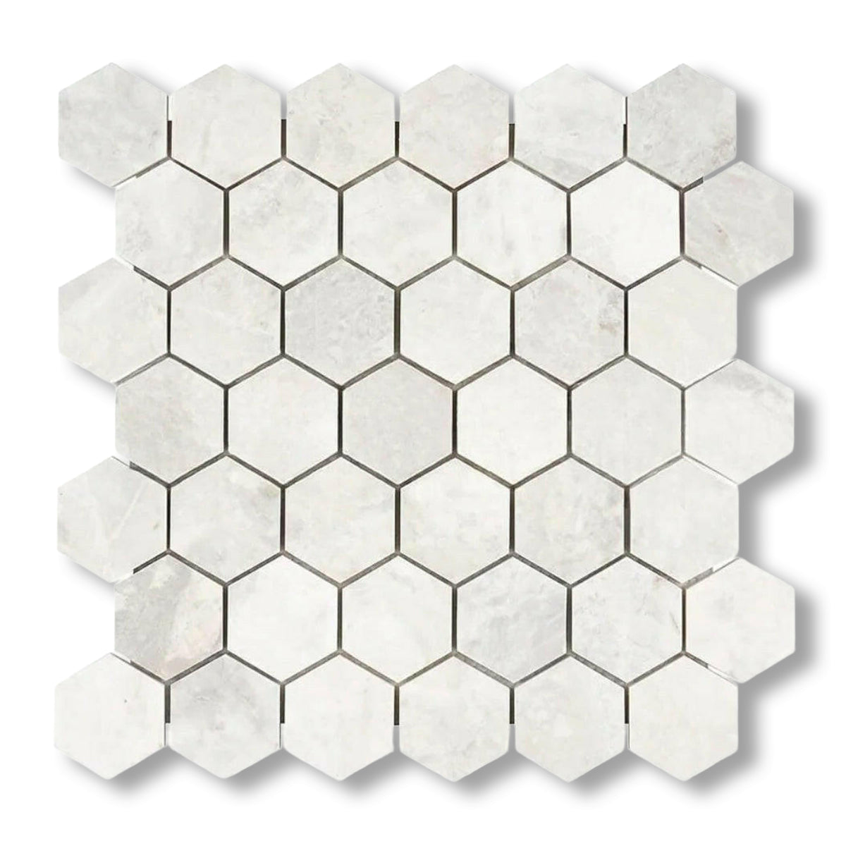Bianco Congelato Dolomite Leathered 2" Hexagon Mosaic Tile - American Tile Depot